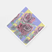 Red Rose Flower Pattern Paarse Papieren Feest Servet (Hoek)