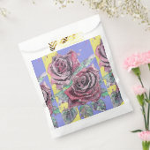 Red Rose Flower Pattern Paarse Waterverf Art Bedankzakje (Gezegeld)