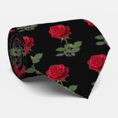 Red rose flower pattern romantic custom color stropdas (Opgerold)