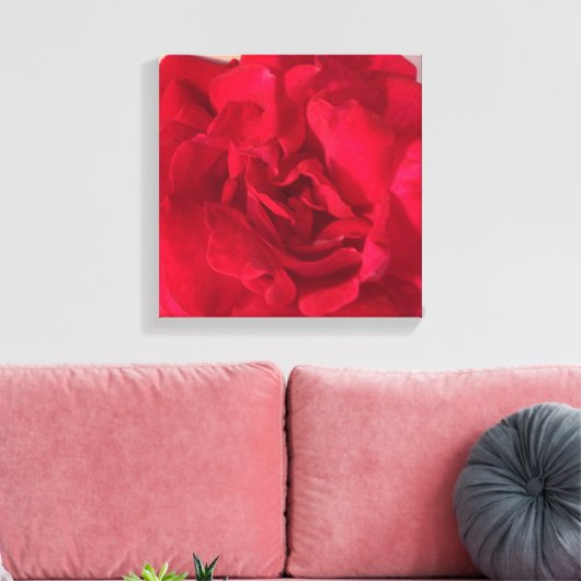 Red Rose Flower Photo Closeup Canvas Afdruk (Insitu (Woonkamer))