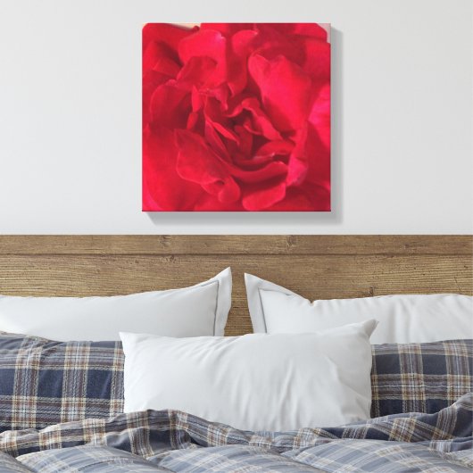Red Rose Flower Photo Closeup Canvas Afdruk (Insitu (Slaapkamer))