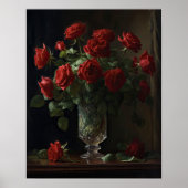 Red Rose Flowers Art Print Poster (Voorkant)