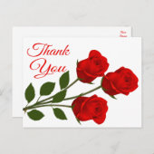 Red Rose Flowers Bedankt Floral Briefkaart (Voorkant / Achterkant)