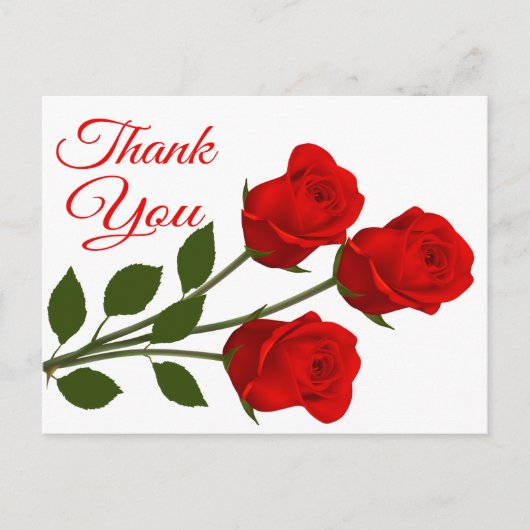 Red Rose Flowers Bedankt Floral Briefkaart (Voorkant)