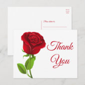 Red Rose Flowers Bedankt Floral Briefkaart (Voorkant / Achterkant)