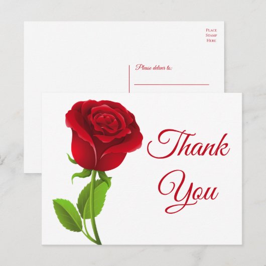 Red Rose Flowers Bedankt Floral Briefkaart (Voorkant / Achterkant)
