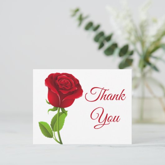 Red Rose Flowers Bedankt Floral Briefkaart (Staand voorkant)