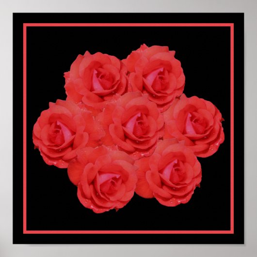 Red Rose Flowers Bouquet Poster (Voorkant)