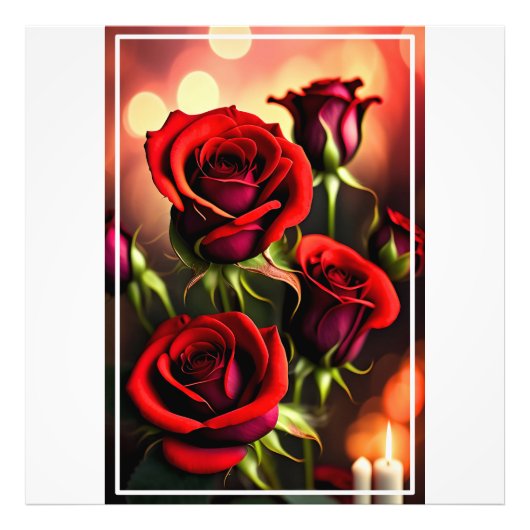 Red Rose Flowers Digitale Kunstwerk-58567 Foto Afdruk (Voorkant)