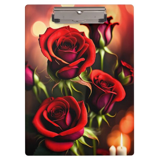 Red Rose Flowers Digitale Kunstwerk-58567 Klembord (Voorkant)