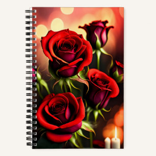 Red Rose Flowers Digitale Kunstwerk-58567 Notitieboek