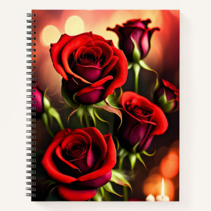 Red Rose Flowers Digitale Kunstwerk-58567 Notitieboek
