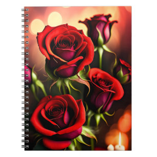 Red Rose Flowers Digitale Kunstwerk-58567 Notitieboek