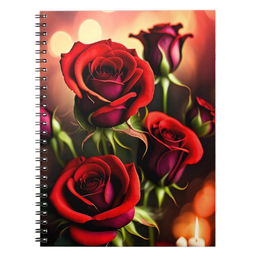 Red Rose Flowers Digitale Kunstwerk-58567 Notitieboek (Voorkant)
