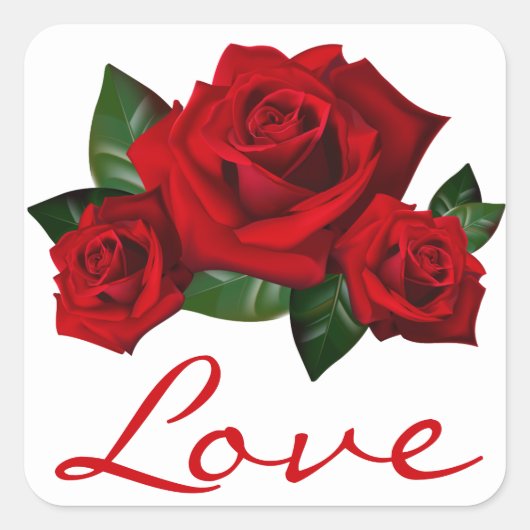 Red Rose Flowers Floral Love Stickers (Voorkant)