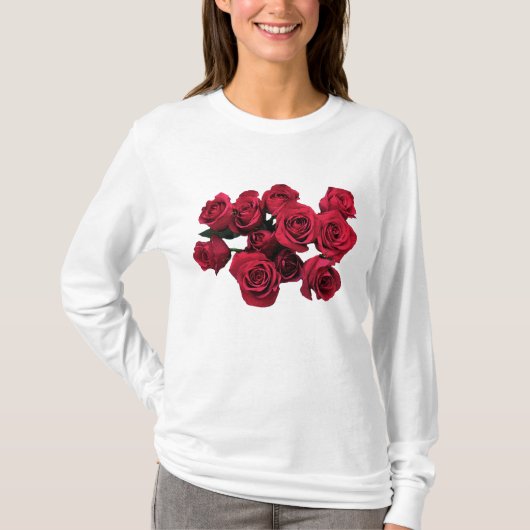 Red Rose Flowers Garden T-shirt (Voorkant)