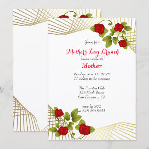 Red Rose Flowers met Gold Accent-Sjabloon Kaart