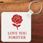 Red Rose Forever Love Symbol Valentine Pocket Sleutelhanger (Achterkant)