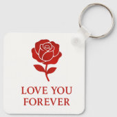 Red Rose Forever Love Symbol Valentine Pocket Sleutelhanger (Achterkant)