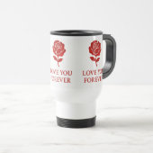 Red Rose Forever Message Valentine Heart Handle Reisbeker (Voorkant rechts)