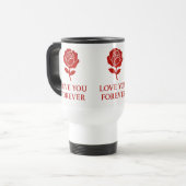 Red Rose Forever Message Valentine Heart Handle Reisbeker (Voorkant links)