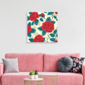 Red Rose Garden Pattern -  bloemsierkunst Canvas Afdruk (Insitu (Woonkamer))