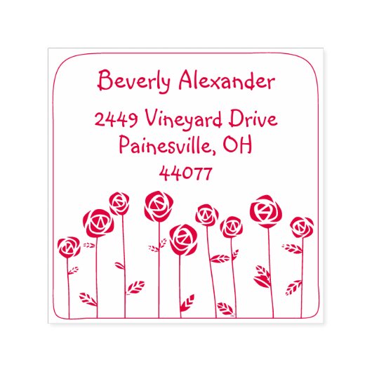 Red Rose Garden Zelfinkt retour adres stempel (Design)