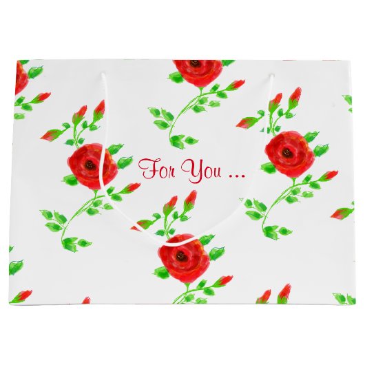 Red Rose Gift Bag Groot Cadeauzakje (Voorkant)