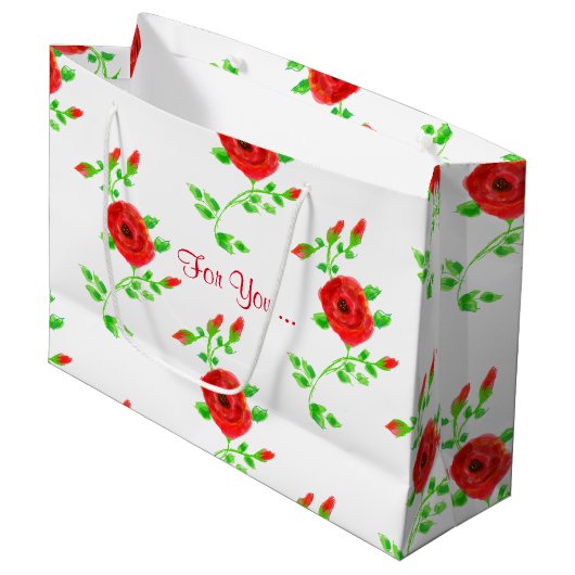 Red Rose Gift Bag Groot Cadeauzakje (Voorkant Gekanteld)
