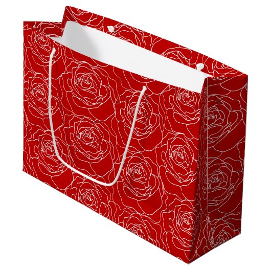 Red Rose Gift Bag (groot) Groot Cadeauzakje (Voorkant Gekanteld)