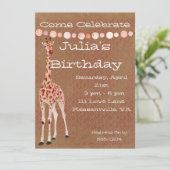 Red Rose Giraffes Birthday Uitnodiging (Staand voorkant)
