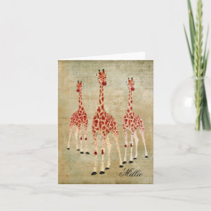 Red Rose Giraffes gepersonaliseerde briefkaart