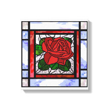 Red Rose Glas in lood Art Deco