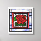 Red Rose Glas in lood Art Deco Canvas Afdruk (Voorkant)