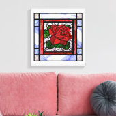Red Rose Glas in lood Art Deco Canvas Afdruk (Insitu (Woonkamer))