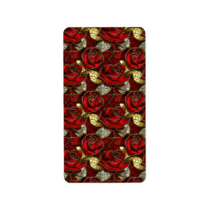 Red Rose Glas in lood Pattern Etiket