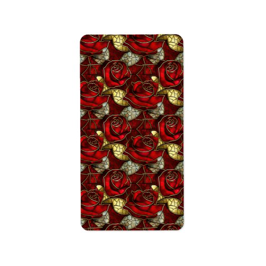 Red Rose Glas in lood Pattern Etiket (Voorkant)