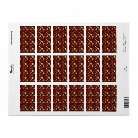 Red Rose Glas in lood Pattern Etiket (Full Sheet)