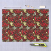 Red Rose Glas in lood Pattern Tissuepapier (Craft)