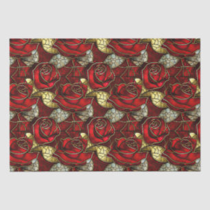 Red Rose Glas in lood Pattern Tissuepapier