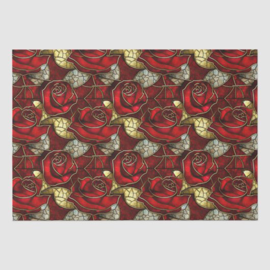 Red Rose Glas in lood Pattern Tissuepapier (Voorkant)