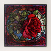 Red Rose Glas in lood Puzzel (Horizontaal)