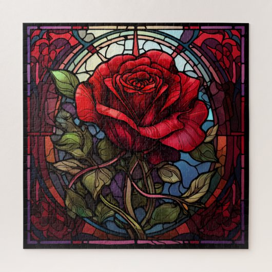 Red Rose Glas in lood Puzzel (Verticaal)
