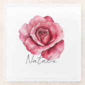 Red Rose Glazen Onderzetter (Voorkant)