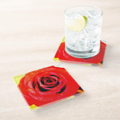 Red Rose Glazen Onderzetter (Schuin)