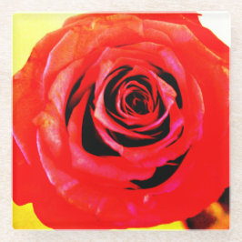 Red Rose Glazen Onderzetter