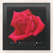 Red Rose Glazen Onderzetter (Voorkant)