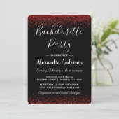 Red Rose Glitter Sparkle Bachelorette Party Kaart (Staand voorkant)
