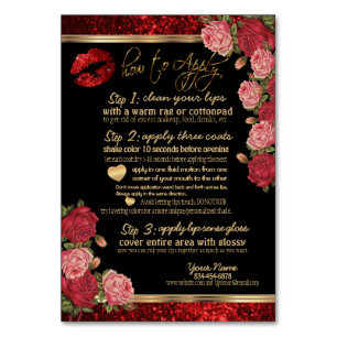 Red Rose Glitter - Zwart - Lip Instructies Flyer Kaart