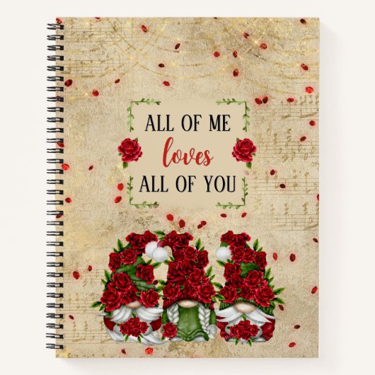 Red Rose Gnomes met Bladmuziek Notitieboek (Voorkant)